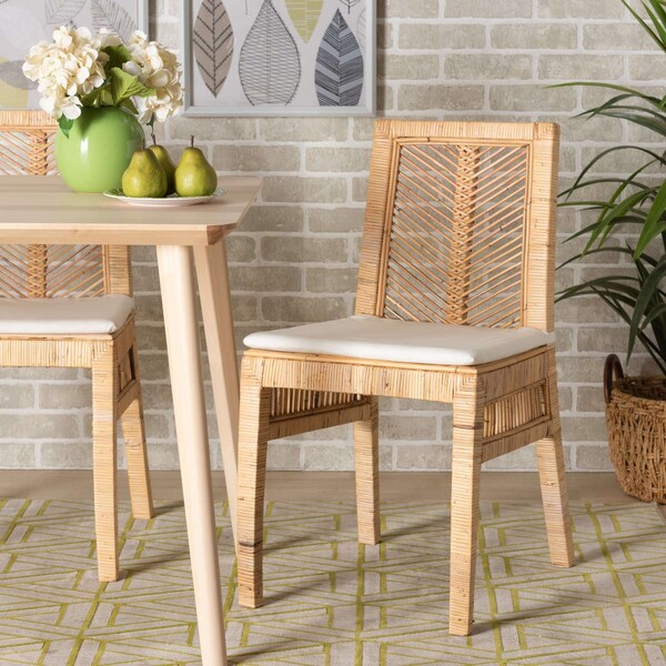 Baxton Studio Suci Modern Bohemian Natural Brown Rattan Dining Chair, PK2 209-2PC-12801 - main